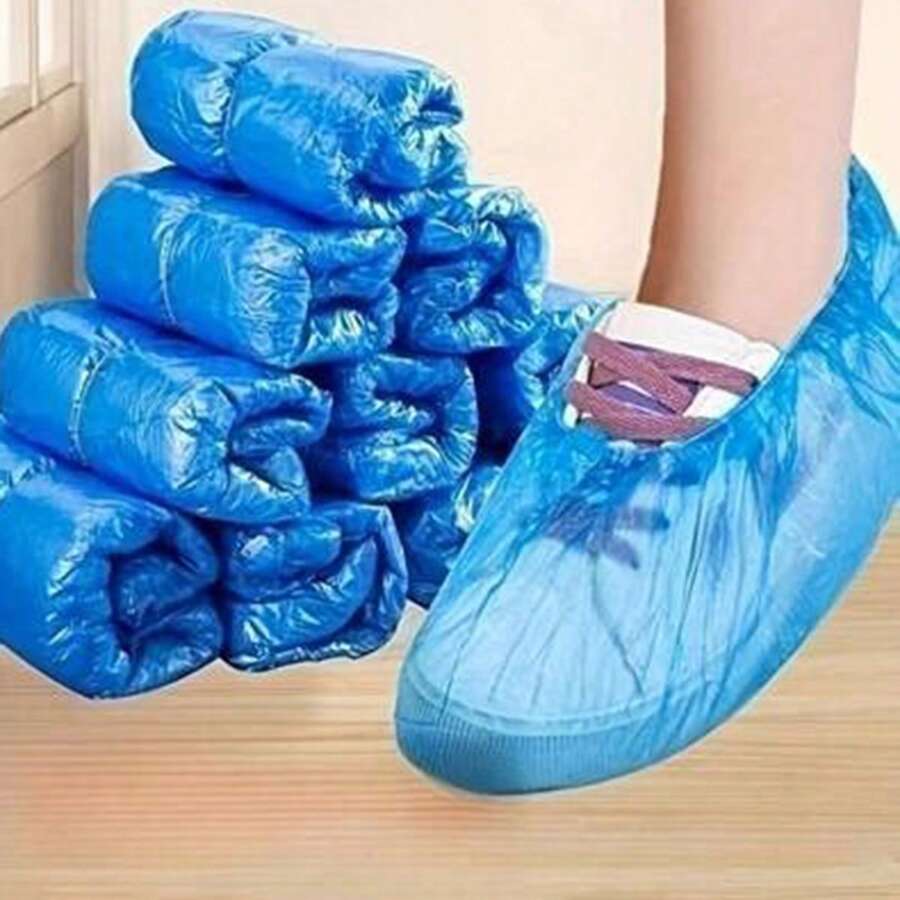 100 piezas/50 piezas Cubrecalzado desechables, aptos para artículos de limpieza, hoteles de viaje, ciclismo al aire libre, cubrecalzado azules,¡mantienen los zapatos secos en días lluviosos!