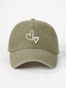 1pc White Children's Baseball Cap With Dual Heart Print, Adjustable Outdoor Casual Sunhat, Suitable For Spring, Autumn, Travel, Beach, Y2K Style For Boys And Girls - Baseball Cap - View 5