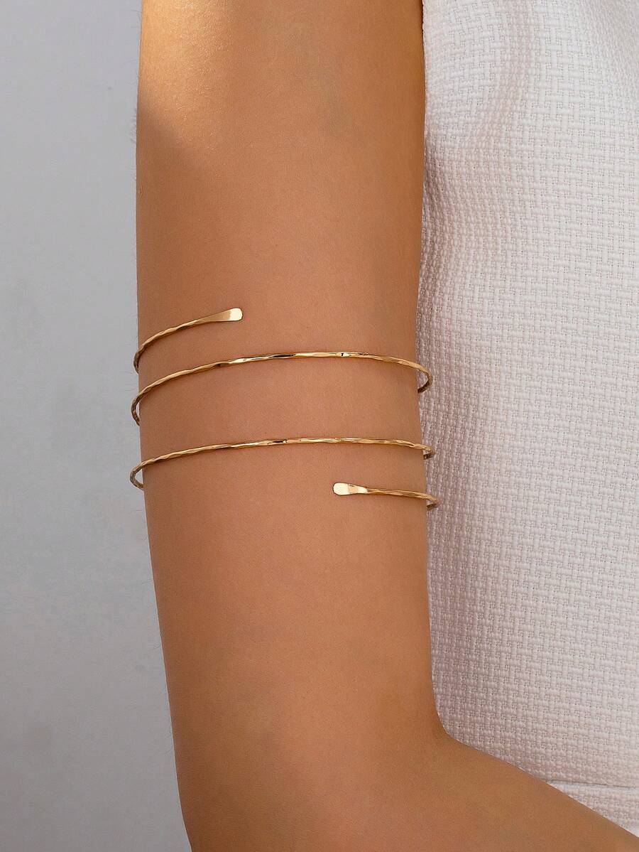 1pc Minimalist Style Metal Multi-Layer Linear Bracelet For Women - Gold - View 1