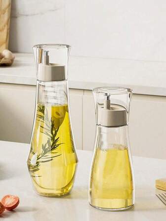 1 PC Premium Glass Oil Dispenser - 150ml/230ml Leakproof Olive Oil & Vinegar Bottle With Anti-Drip Spout & Secure Lid, Easy-Clean Tabletop Seasoning Dispenser For Kitchen & Dining