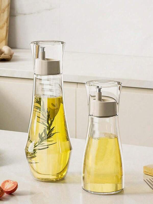 1 pieza Dispensador de aceite de vidrio premium - Botella de 150 ml/230 ml a prueba de fugas para aceite de oliva y vinagre con pico antigoteo y tapa segura, dispensador de condimentos de fácil limpieza para cocina y comedor