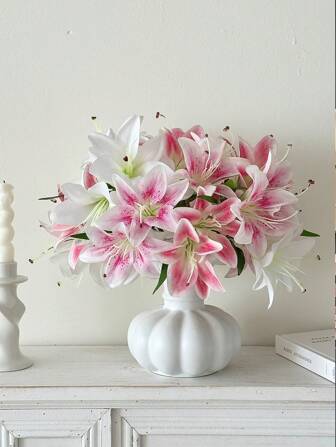 1PC/3PCS/6PCS 人造植物 假花 百合 家居装饰 桌面装饰 插花 人造花 人造装饰品 塑料花 庭院装饰 婚礼装饰花 手捧花 假花