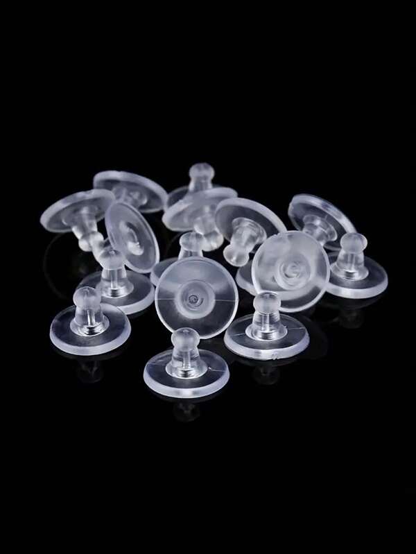 100pcs Handmade DIY Earring Accessories, Including Earring Hoops, Clear Plastic Earring Backs, Soft Earring Nuts, Silicone Earring Posts, Jewelry Making Tools - Earring Backs, Earring Backs Replacements, Ear Nuts, Earring Safety Backs