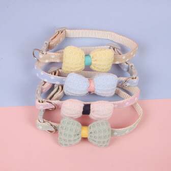 批发可爱蝴蝶结猫项圈配件，可调节宠物项链，适用于猫和狗