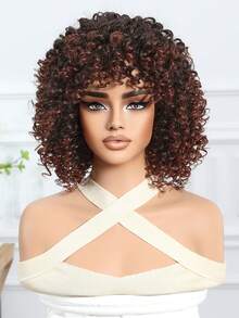 Fluffy Small Curly Wig Gradient Brown Wig 12-Inch Short Curly Wig Synthetic Heat Resistant Fiber Wig Ladies Wig Perfect For Holiday Travel Family Gatherings Everyday Wear Use - 漸層棕色 - 查看 4