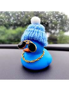 قطعة واحدة زخرفة سيارة بشكل بطة زرقاء وردية رائعة، البطة المطاطية للتزيين على لوحة أجهزة السيارة، هدية للمناسبات، إكسسوارات داخلية للسيارة