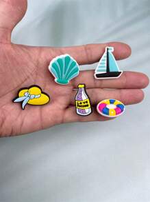 15pcs/Set Cartoon Sea Turtle & Coconut Tree Decorative Accessories Suitable For Sandals, Bracelets, Slides, Phone Case, DIY Customization, Gift For Beach Holiday, Birthday, Festival