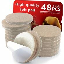 Filzmöbelgleiter - 24/48 Stück - Filzgleiter Bodenschutz - Stuhlbein Filzgleiter - Filzgleiter für Möbelfüße - Möbelgleiter für Holzböden - Schützen Sie Ihre Böden, reduzieren Sie Geräusche (Braun, Beige, rund)