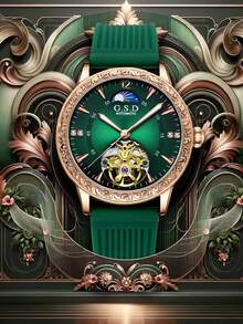 1pc Men's Luminous Moon Phase Design Cool Personalized Automatic Mechanical Wristwatch - Watch - View 11