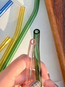 14/10/7/5/3件組彩色玻璃吸管套組附刷子 - 8mm可重複使用飲用吸管(6支直管+6支彎管) 粉色、透明、綠色等多色，適合果昔、冰咖啡、珍珠奶茶、雞尾酒及派對用品 - 彩色 - 查看 9