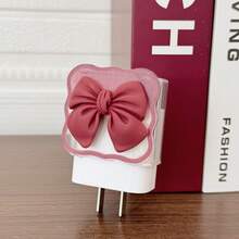 5pcs 20W Apple Charger Protector Case, With 3D Burgundy Cute Bow Charger Head And Phone Cable Protective Cover Suitable For IPhone 16/15/14/13 Charger Soft Shell Anti-Scratch - Burgundy - View 3