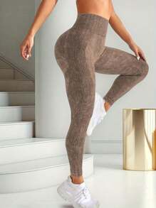 Yoga Futuristic Seamless Wide Waistband Sports Leggings