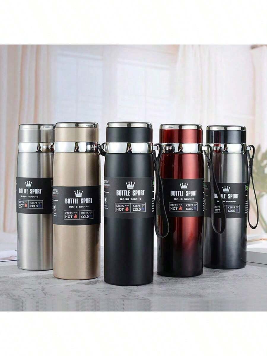 Butelka na wodę ze stali nierdzewnej, kubek do kawy, duża pojemność, zestaw do bufetów do uprawiania sportów na świeżym powietrzu i fitnessu - Wielokolorowe - Zobacz 1