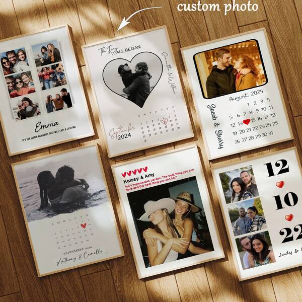 6 soorten 1PC Aangepaste gedenkwaardige foto, aangepaste speciale datum Valentijnsdag cadeau schilderij, Moederdag cadeau, Vaderdag cadeau, beste vriend cadeau, beste cadeau voor moeder/vader, cadeau voor haar/hem, beste cadeau voor vriend, huwelijksverjaardag cadeau voor hem/haar