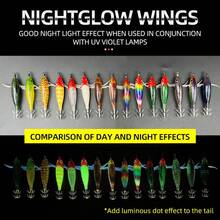 5 حبات/عبوة طُعم روبيان مضيء مصنوع من خشب ، وزن 5.7 جرام ، فتحة ربط كبيسة ومشبك هوك للسمك الأخطبوط والحبار ، طُعم صيد البحر - متعدد الألوان - مشاهدة 6