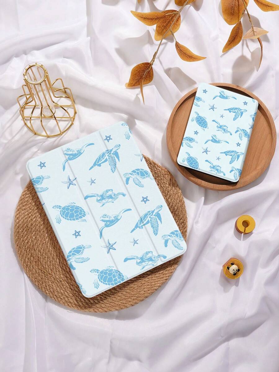 海洋元素海龟和海星图案保护壳兼容 iPad Air 4/5 10.9 英寸、iPad 7/8/9/10.2 英寸、iPad 第 10 代,兼容 Kindle Paperwhite 第 12 代 2024、Kindle(第 11 代)2022 年发布,兼容三星 Galaxy Tab S6 Lite 10.4 英寸,带自动睡眠/唤醒功能的保护壳,多种款式可供选择 - 彩色 - 查看 1