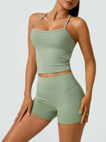 NcmRyu NcmRyu Women's Halter Backless Yoga Sports Seamless Butt-Lifting Fitness Set, Spring/Summer