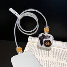 5件組 20W 英規充電器保護套 黑色優雅玫瑰設計 蝴蝶造型線材保護套 - 彩色 - 查看 10