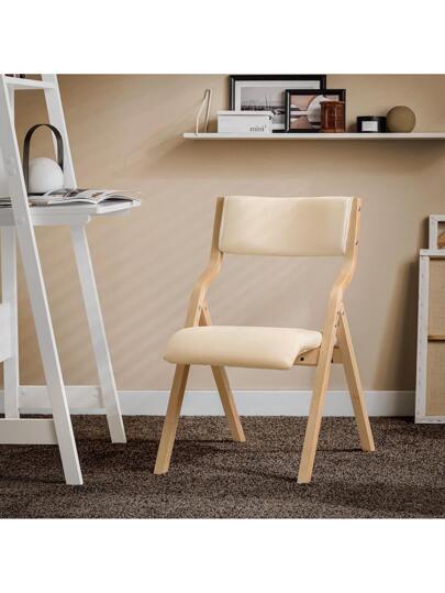 SoBuy Folding Wooden Stoel Upholstery Ergonomic Kitchen Dining Room Chair, Foldable Space Saving, Fully Assembled, Ideal Kitchen, Balcony Office, Grijs FST40 HG