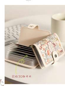 1PC Fashion Flower Oil Painting Card Holder Female Retro Style 20 Card Slots Bank Card Holder ID Bag Female Large Capacity Card Holder, - Multicolor - View 4
