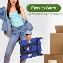Foldable Hand Truck Dolly, 400 LB Folding Luggage Cart With Wheels, Portable Flatbed Cart Collapsible Hand Truck For Luggage, Travel, Moving, Shopping, Office Use - Blue - View 5