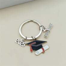 5 Stücke /10 Stücke 2025 Abschluss Schlüsselanhänger Set - Legierung, stilvolles Geschenk für Frauen mit Kappen- & Diplom-Charms, "GRADUATE" Inschrift, ideal für Rucksäcke, Autoaccessoires, Taschenanhänger, Schule