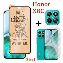 Juego de 3 en 1 de protector de pantalla de vidrio templado, protector de lente de cámara y película protectora posterior, compatible con Honor X8C y todas las series de OPPO, Vivo, I Tel, Realme, Infinix, T Ecno, Redmi y Honor. Regalo para cumpleaños, familia y amigos. Accesorios para teléfono, protector de pantalla. - 3 en 1 - Ver 2