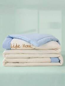 1pc Solid Color With Edged Quilting Quilting, Flower Quilting Craft Children's Blanket, Bedding, Suitable For Bedrooms, Student Dormitory, Children's Room, Suitable For Spring And Summer - A - View 1