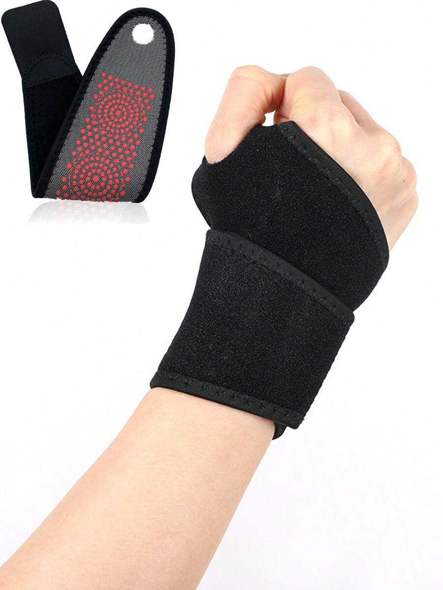 1pc Magnetic Relax Wrist Support Bracers - Compression Warm Wristband For Relax, Hand Accessory - Black - View 1