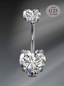 CIZME 1个14g 10mm G23钛钢肚脐环，纯钛肚脐环，女士肚脐穿刺饰品，10mm钛钢肚脐环，方形立方氧化锆肚脐穿刺饰品，14g肚脐环/肚脐钉，14g肚脐环/肚脐钉套装（男女通用），肚脐穿刺饰品 - 銀色 - 查看 9