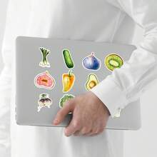 50Pcs Cartoon Watercolor Stickers Fruit Stickers Vegetable Stickers Food Stickers Party Favor Stickers Fruit Decor Vinyl Waterproof Stickers For Water Bottle,Computer,Laptop,Phone,Luggage,Notebook,Fridge