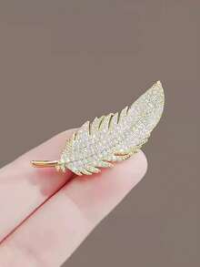 1pc Elegant Luxury Crystal Feather Brooch Pin, High-End Chic Accessory For Suits, Qipao, Shawls And Other Outfits Dress Accessories Pin For Clothes Bag Charm School Office Accessories Shirts Jacket Jewelry Halloween Clothes Pin Funny Cute Teacher Gifts00 Costume Accessories Bag Charms - Multicolor - View 3