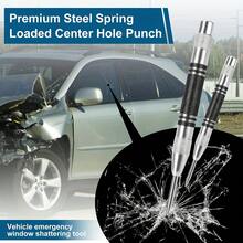 2PCS 127mm Woodworking Center Punch Automatic Spring Locator Glass Striker Broken Window Silver Black Automatic Sample Punch Tool - Black and White - View 5