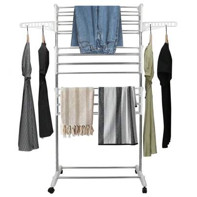 Zusammenklappbarer Trockner Mobiler Trockner Großer zusammenklappbarer 3-stöckiger platzsparender Trockner Turmtrockner (75 * 44 * 158 cm - weiß)