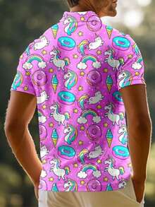 Men Funny Golf Shirts, Hawaiian Shirts Short Sleeve Novelty Crazy Golf Shirts - Multicolor - View 2