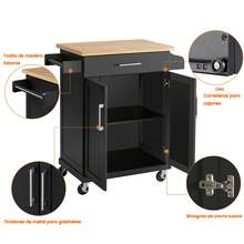 Kitchen Storage Cart Kitchen Furniture With Drawer - Black - View 8