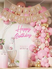 1 Set Happy Birthday Wooden Sign With Happy Birthday Pull Flag, White Lacquered Paper Cut Wooden Happy Birthday Letter Sign Vintage Village Birthday Party Decoration Background Wall Photo Props