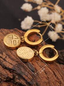 1 conjunto de colar com pingente "Fu" e "Xi" estilo chinês em tom de ouro 18K, brincos e anel, vintage, elegante e versátil, adequado para uso feminino em festas, presente de aniversário