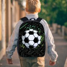 3件套游戏主题背包套装（黑色/荧光色/彩色），含铅笔盒和收纳袋 - 耐用涤纶材质，轻便时尚，混色设计