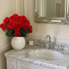 1/4 件人造天竺葵花人造塑料植物抗紫外线红色花卉装饰适用于家庭花园婚礼室内外窗台装饰情人节母亲节毕业礼物