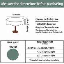 1 件优雅的欧洲田园风格圆形桌布，带叶子刺绣和流苏 - 米色涤纶，非常适合家居装饰、野餐、露营、婚礼、生日派对、节日用餐和小圆桌装饰、感恩节桌布 - 秋葉咖 - 查看 3