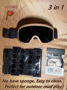 POLASUP 3 In 1 Set - Large Size Ski Goggles With Eye Cover, All-Inclusive Women Fashion Decorative Soft Rubber Ski Goggles, Anti-Fog, Anti-UV, Anti-Sand Goggles For ATV, Karting, Hiking, Skydiving, Adjustable Strap Easy Comfort Casual Outfits Outdoor Cycling Glasses - Multicolor - View 28
