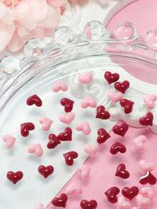 Spring Summer Kawaii Mini Heart Nail Charms Cute Sweetheart Pink Burgundy Mixed Nail Art Decorations 50pcs 3D Resin DIY Valentine's Day Nails Gems Gift For Girls Phone Cases Shoes Clothes Bags Crafts Nail Supplies - Multicolor - View 5