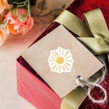 500 张/包波西米亚风彩虹花贴纸，卡通可爱美学贴纸卷，自粘密封贴纸，适用于剪贴簿、卡片、信封、手工艺品、杯子、规划师、礼品、派对用品（1 英寸标签/10 种设计）、学校用品、返校 - 杏色 - 查看 3