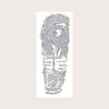 1 pièce Tatouage temporaire réaliste, design audacieux de croix de Jésus et de maquillage, tatouage réfléchissant imperméable et anti-transpiration, utilisation unique durant 5 à 12 jours