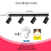 Decorative Ceiling Mounted Linear Track Lighting, Wall Decor, Living Room Decor, Single/Double/Triple/Quad Head Aluminum Spotlight With GU10 Lamp Holder, Vintage Style, With Or Without Bulbs, Easy Installation, Hardwired, Suitable For Exhibition Hall/Reading Room/Dining Room/Bar/Bedroom/Cafe/Dining Hall/Clothing Store/Living Room, Available In Multiple Sizes As Needed - Ceiling Chandelier GU10 Lamp Holder - View 47