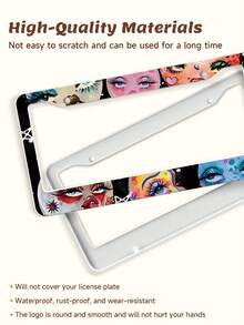 Pink Car License Plate Frame, Personalized Women's Car Plate Cover, Bowknot Car Decoration, Weatherproof Painted License Plate Holder, Won't Obscure License Plate Info, Stainless Steel Frame, Sturdy & Stable, Comes With Mounting Screws, 2 Styles Available: 1 Piece/2 Pieces - Multicolor - View 7