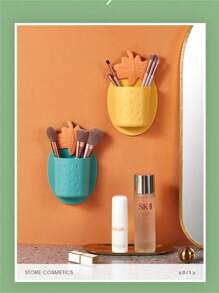 No-Drill Wall-Mounted Strawberry Storage Rack, Cute PP Simple Storage Rack, Hollow Bathroom Makeup Brush Storage Rack, Suitable For Bedrooms, Kitchens, Living Rooms And Various Occasions, Holiday Gifts.