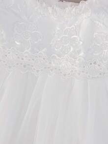 Infant Baby Girls 0-2 Years White Short Front Long Back Puffy Mesh Dress For Birthday Wedding Flower Girl - White - View 5