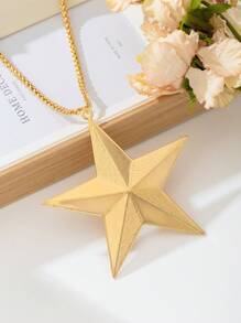 1 pièce Collier pendentif métal rétro exagéré grande pentagramme, convient pour les femmes assistant à des soirées formelles, galas, vacances, bijoux de style
